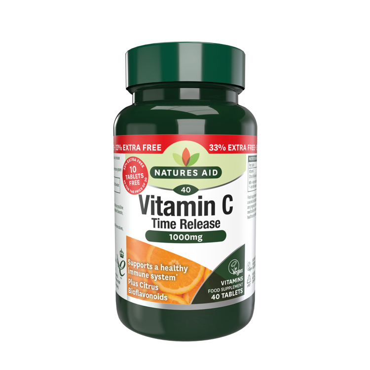 Natures Aid Vitamin C 1000mg Time Release 40 tabs (30+10 Free)